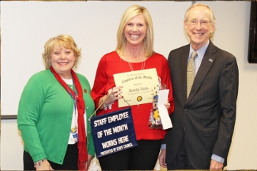 Picture of of employee of month November 2015 left is Tina Boitnott, middle is Mandy Shaw and right is Dr. Dan Jones