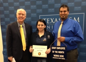 Dr. Ray Keck, Tabitha Triplett and Jermeny Gamez employee of the month photo