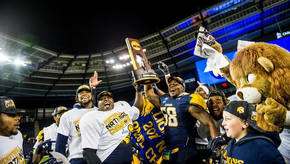 The football team winning a championship. 