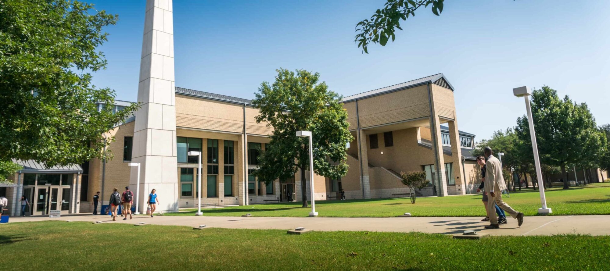 students walking outside