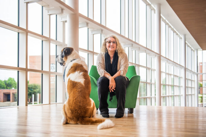 Sandy Kimbrough, Ph.D., with dog