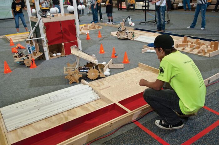 student at robotics competition