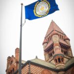 A&M-Commerce Flag at Hopkins County Courthouse