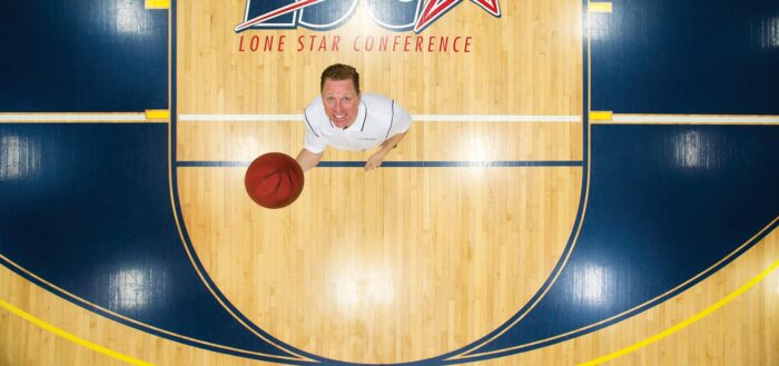 Sam Walker throwing basketball top view