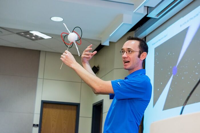 Instructor giving a presentation to the class.