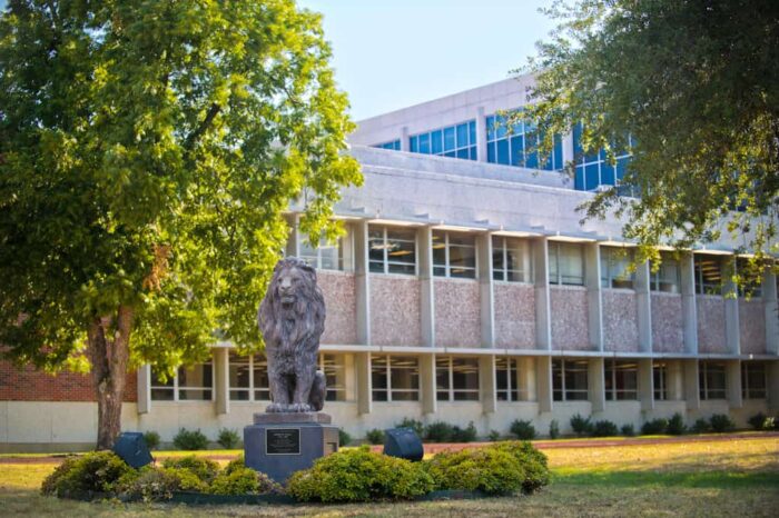 Lion statue background 'Gee Library'