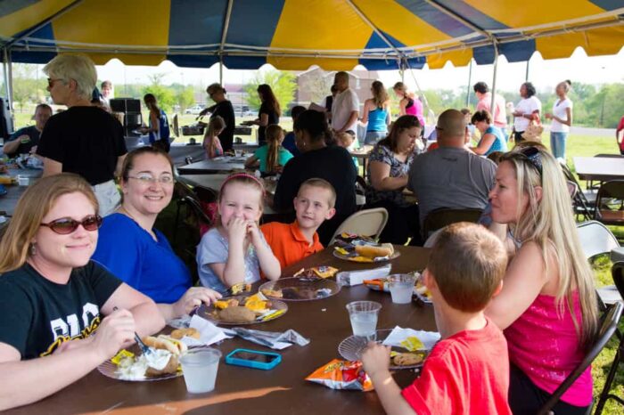 people enjoying their food