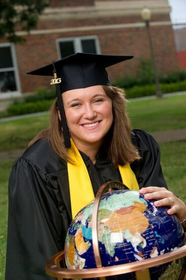 Elizabeth shaw holding Wanrane World Globe