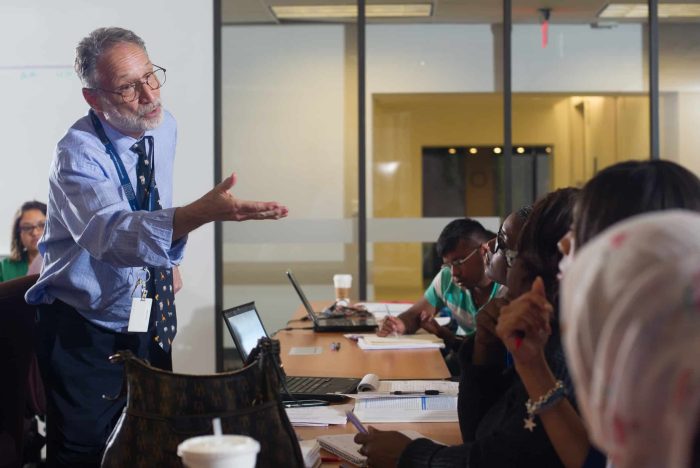 A professor teaching a class