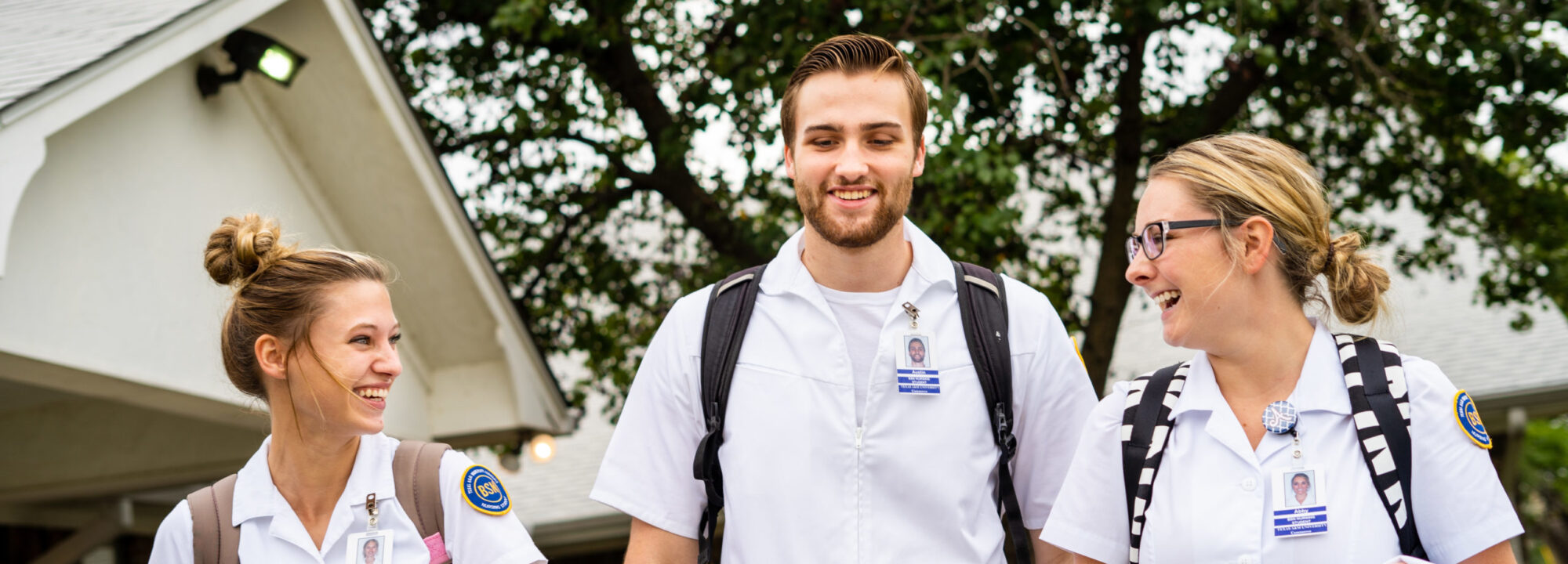 Three nursing students walking together