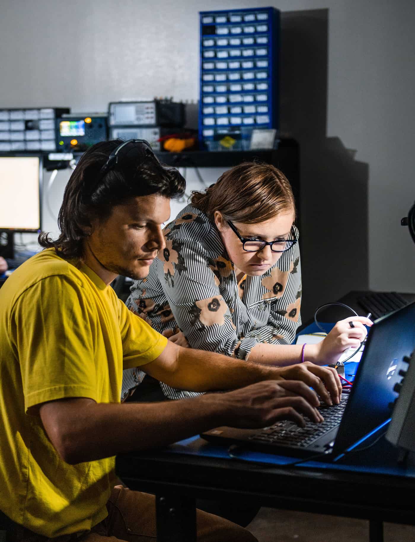 Students working at laptop