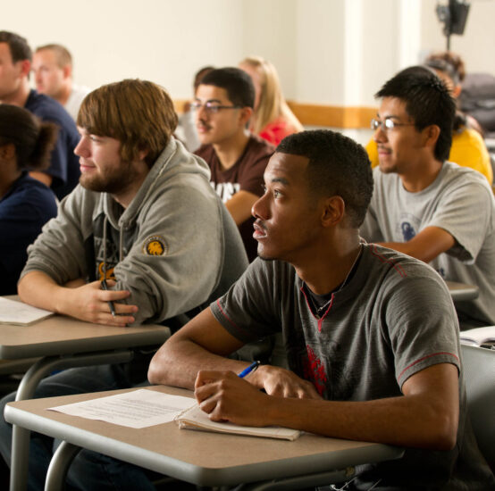 Criminal justice students in a classroom.