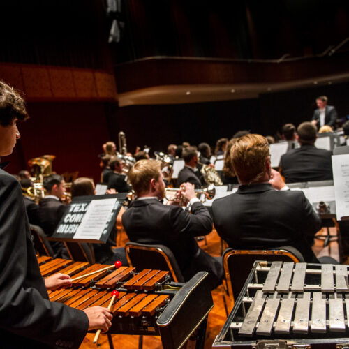 A band preparing to play.