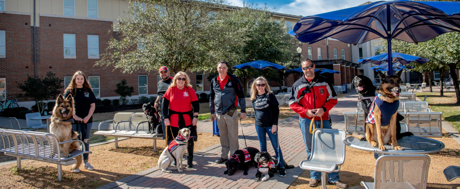 Members of the Go Team therapy dog group visited the A&M-Commerce campus last month