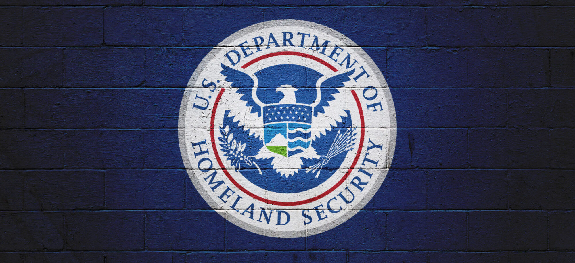 DHS Flag painted on a wall.