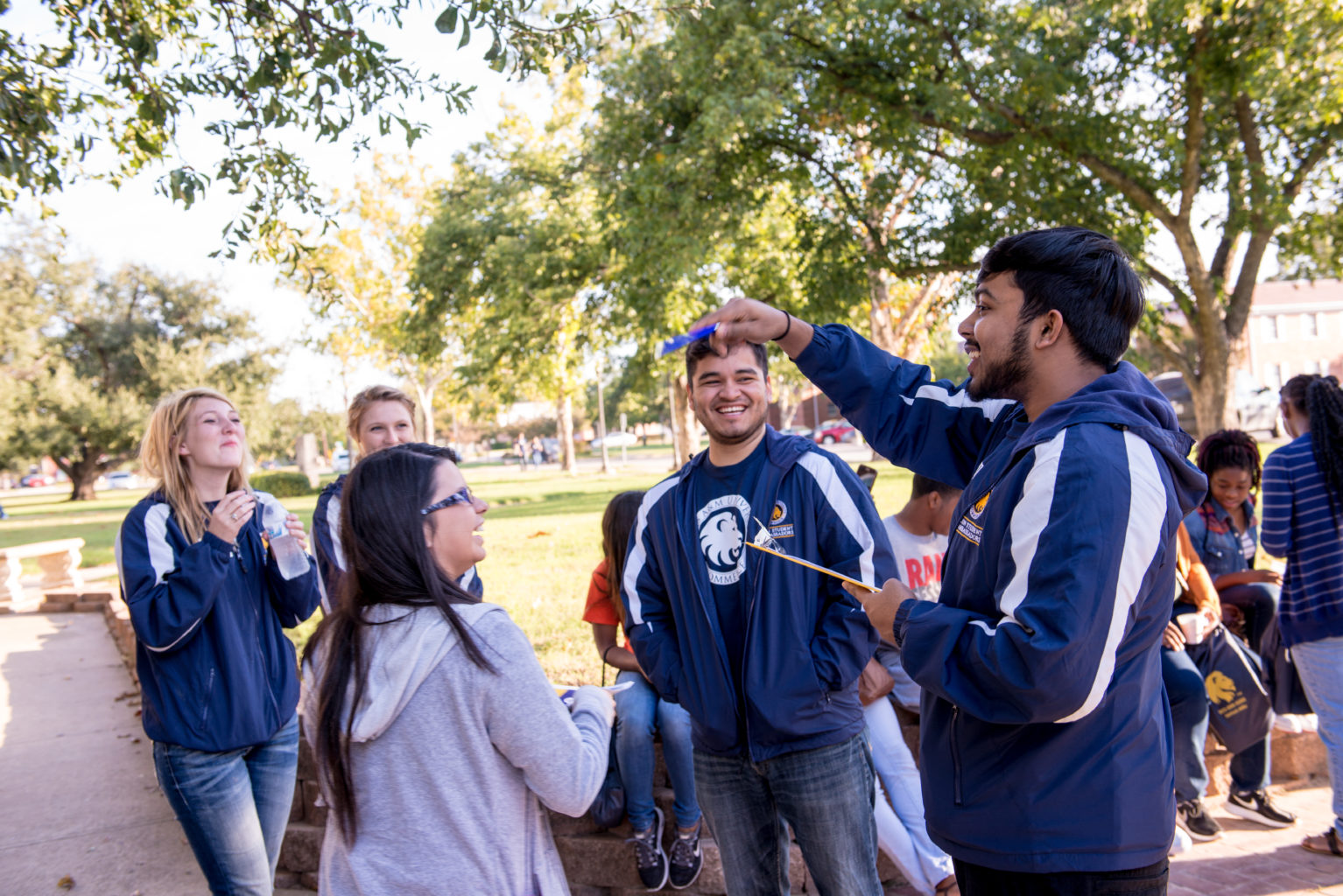 Group of student laughing together