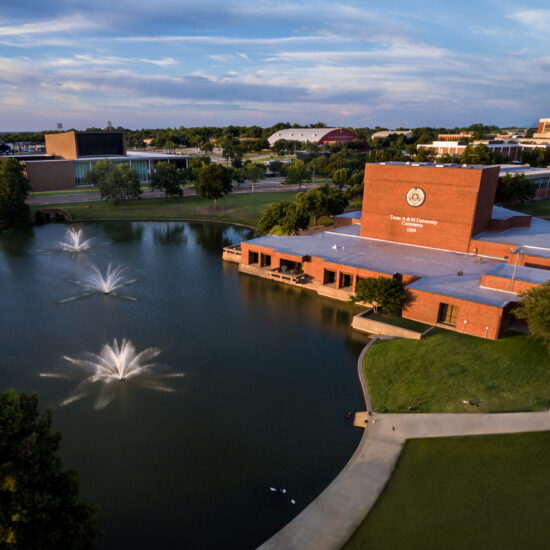 A picture of campus taken by a drone.