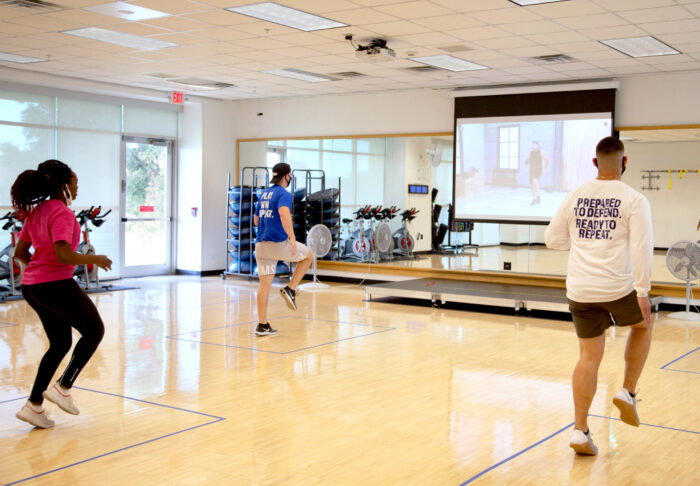 Members during a fitness class at the Morris Recreation Center.