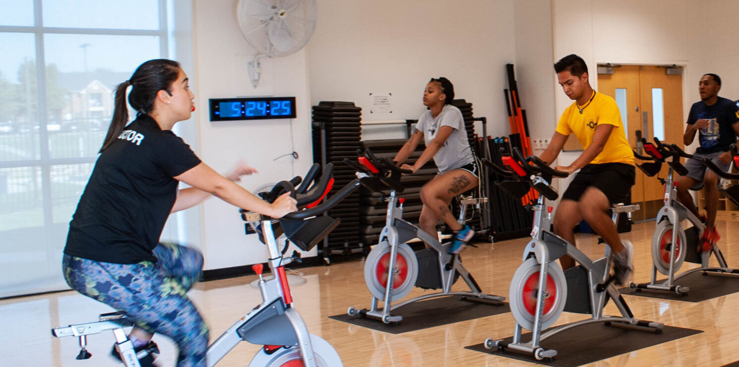 Cycling class at the Morris Recreation Center.