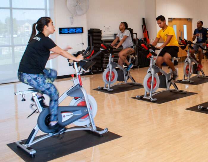 Cycling class at the Morris Recreation Center.