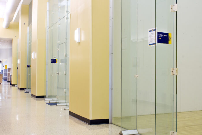 Racquetball courts at the Morris Recreation Center.