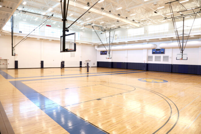 Indoor basketball court at the Morris Recreation Center.