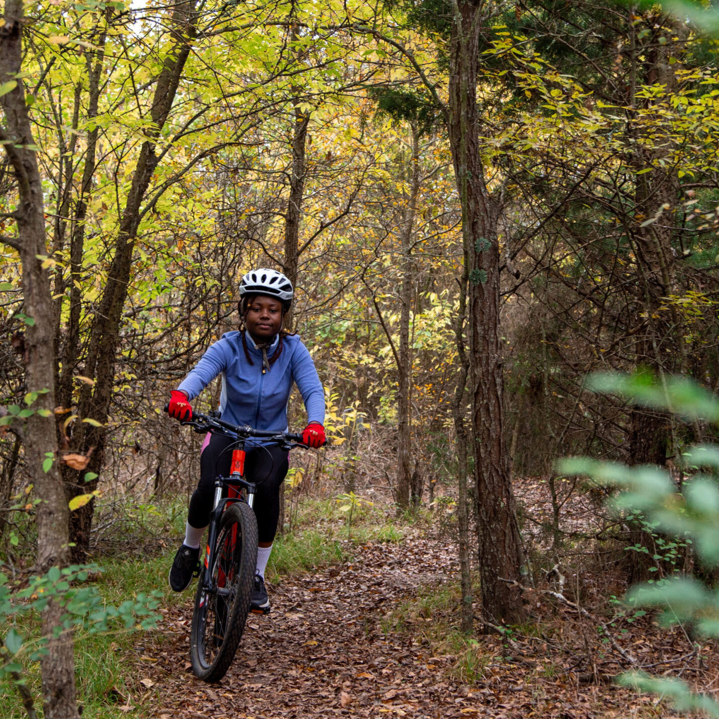 Student bike on the TAMUc bike trail