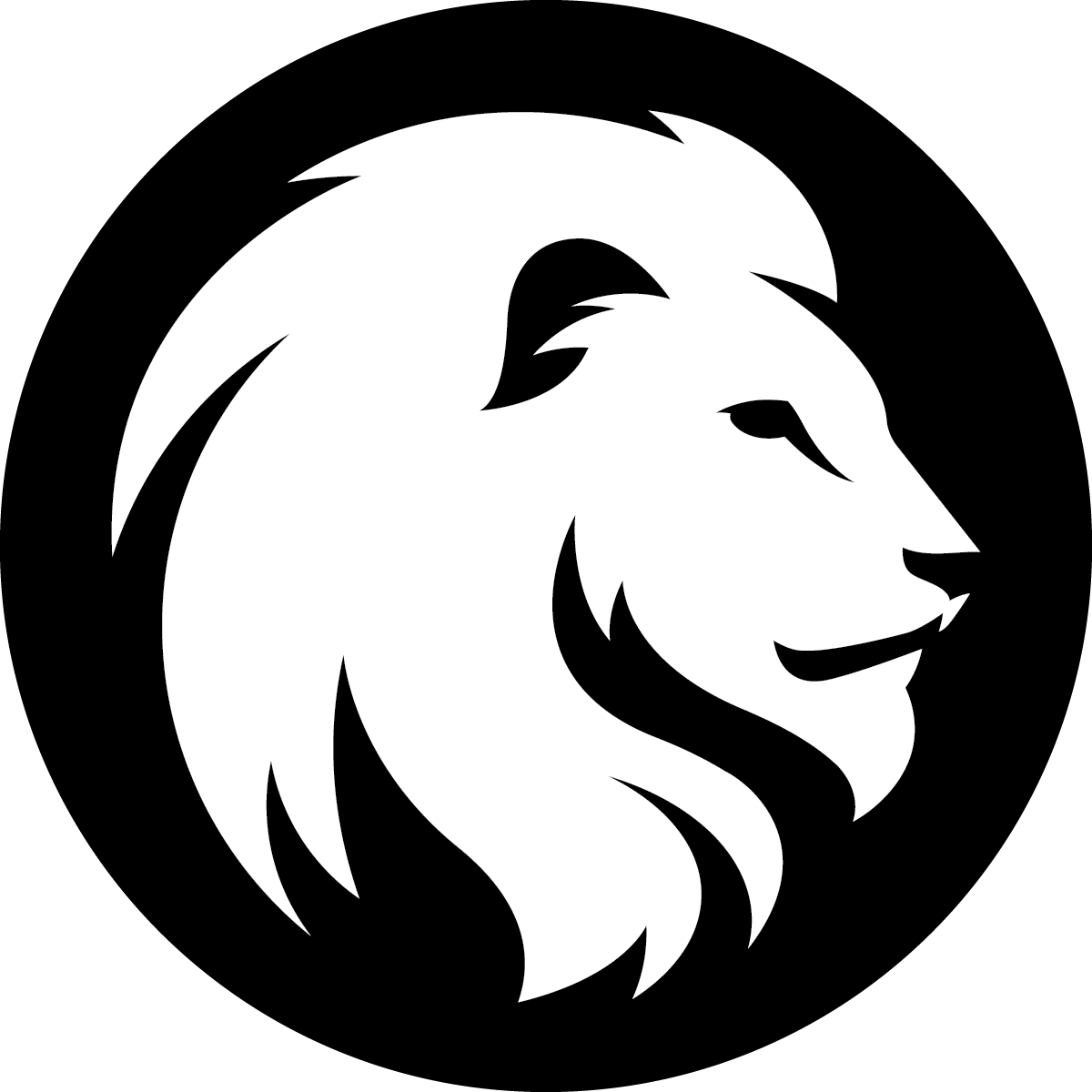 Lion head one color back and white logo.