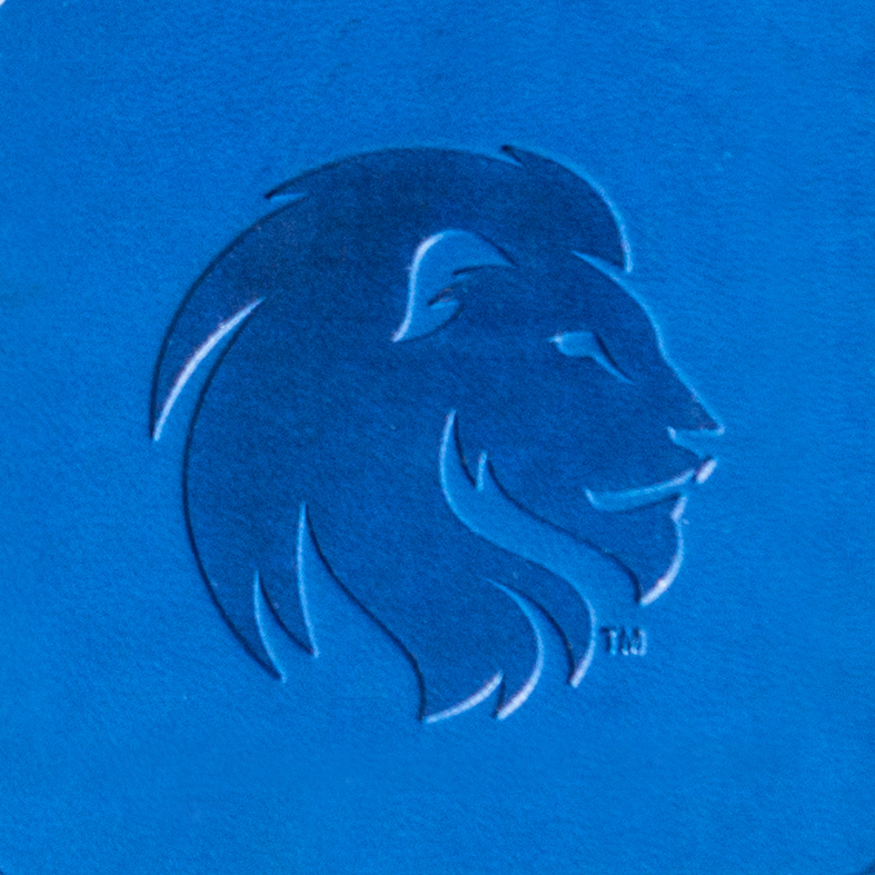Virtual debossing technique example of lion head logo.