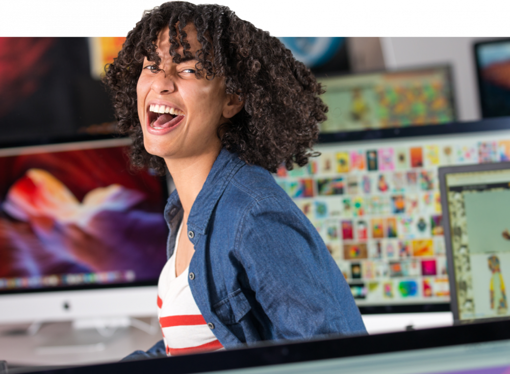 Woman smiling at the camera.