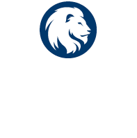 Unit logo one color with lion in the center example for dark background.