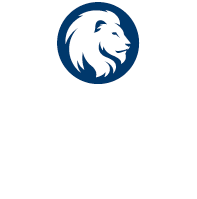 Unit logo one color with lion in the center example for dark background.