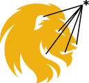 Gold lion on white background. 