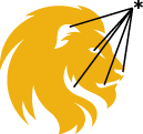 Gold lion on white background. 