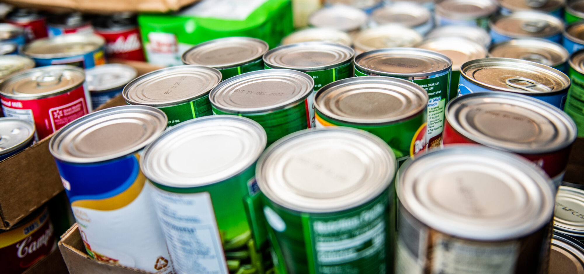 Close up of food cans.