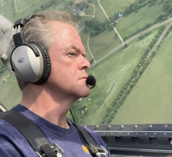 Matt Wood flying a plane.