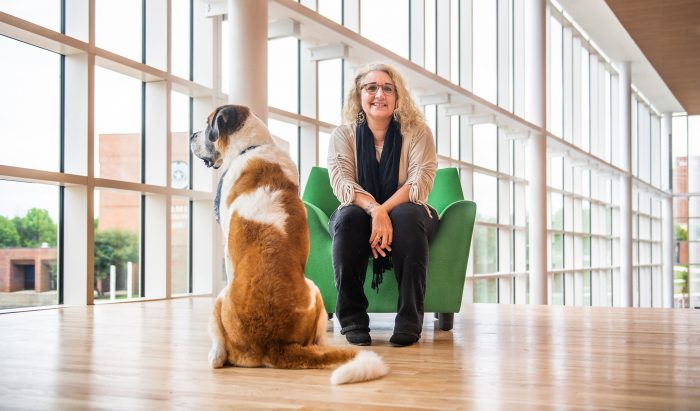 Sandy Kimbrough, Ph.D., with dog