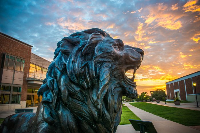 Lion statue at East Texas A&M