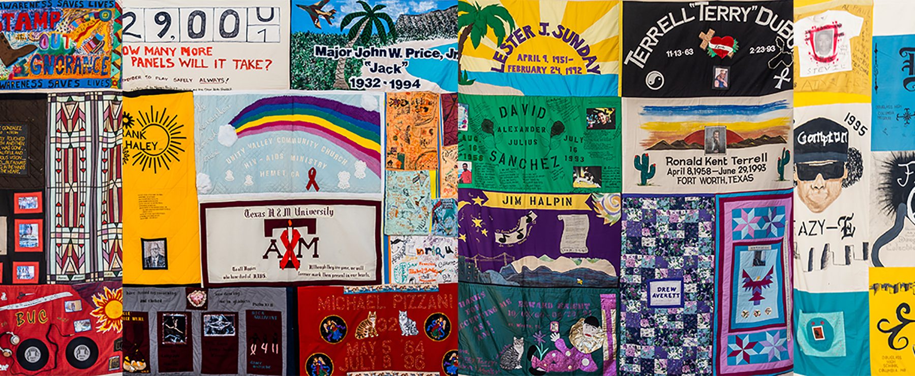 Collage of AIDS Memorial Quilt panels