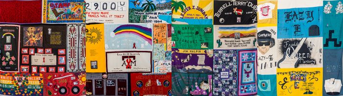 Collage of AIDS Memorial Quilt panels