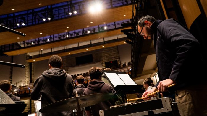 Percussion students at TAMUC