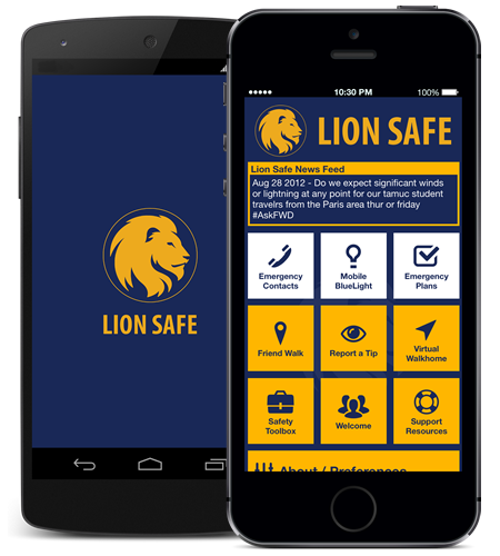 image of mobile phones with the Lion Safe app pulled up