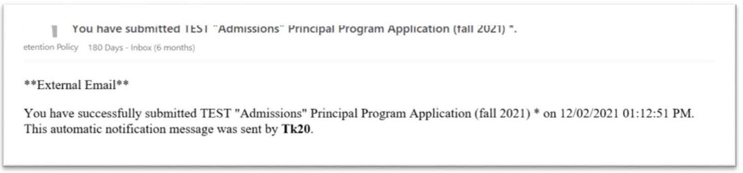 An email showing they received your application. 