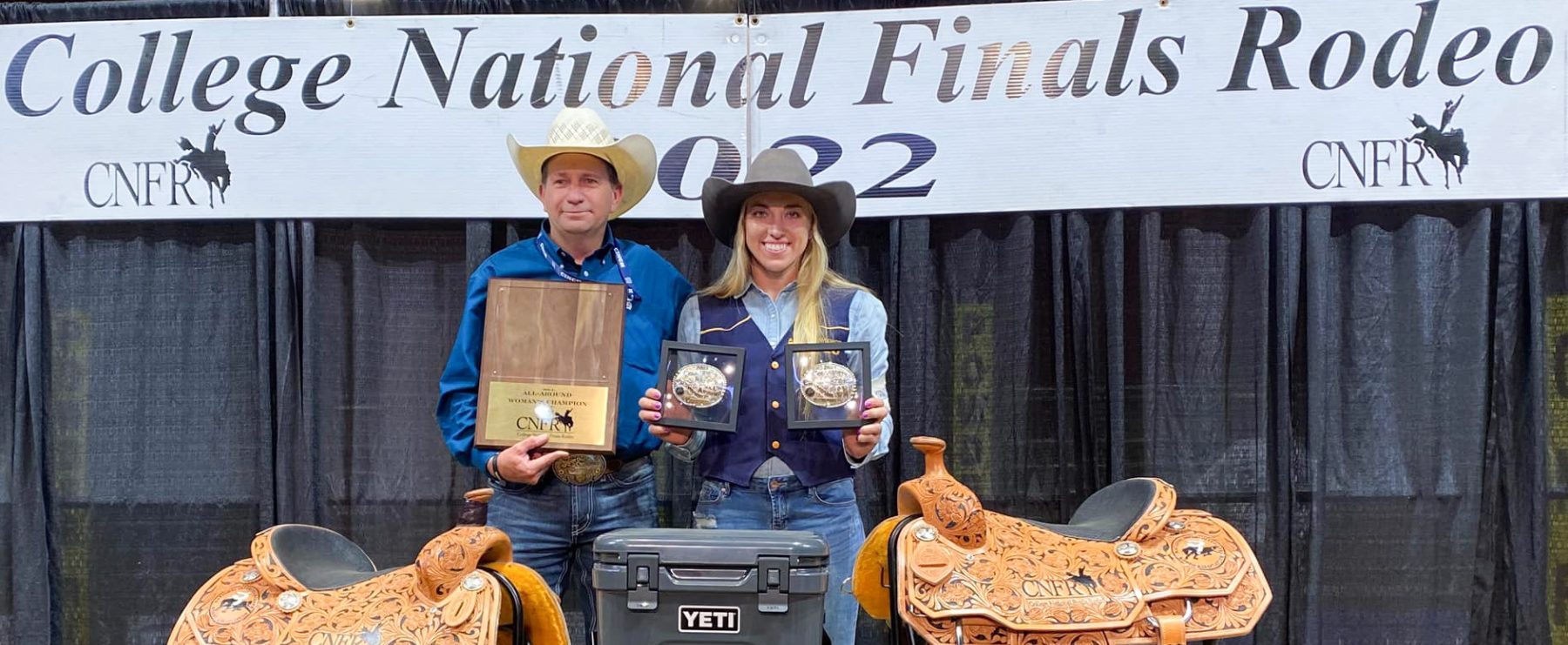 A&M-Commerce Rodeo Coach Dameon White and new National Champion Bryana Lehrmann