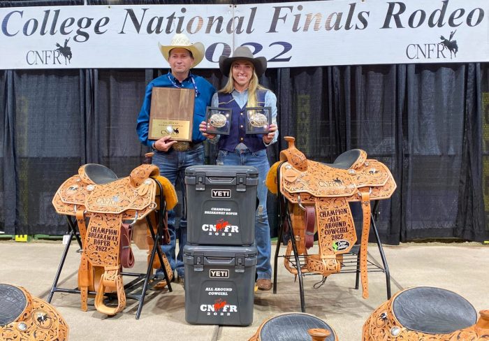 A&M-Commerce Rodeo Coach Dameon White and new National Champion Bryana Lehrmann