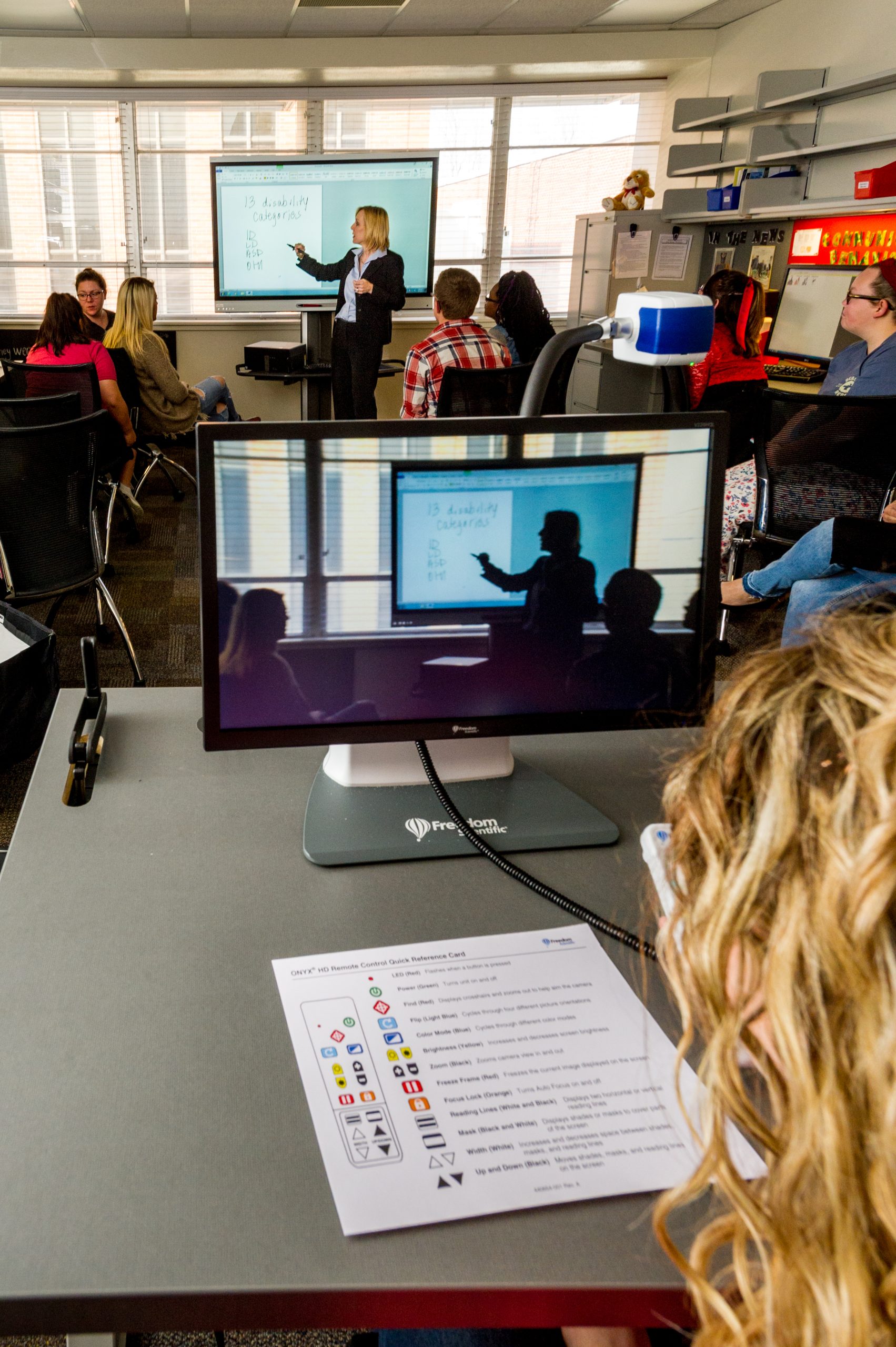 A student using a zoom device for class.