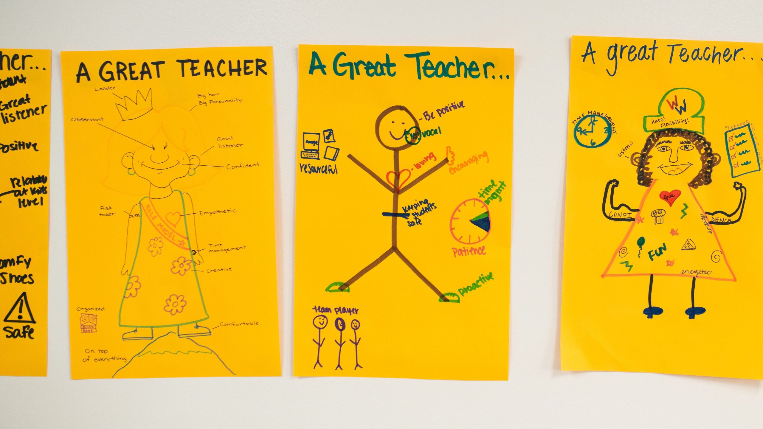 Three posters of what a great teacher represents. 