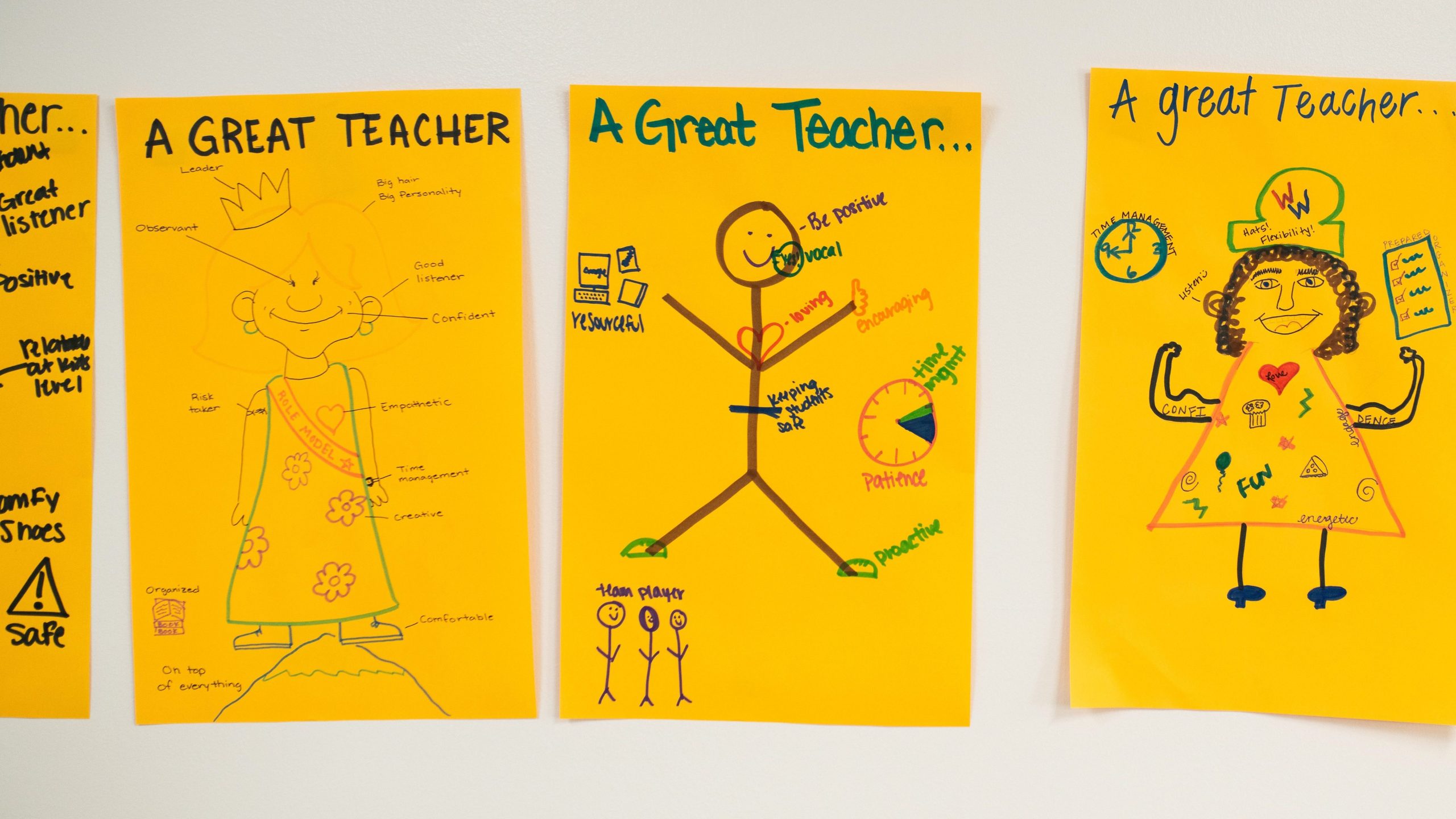 Three posters of what a great teacher represents.