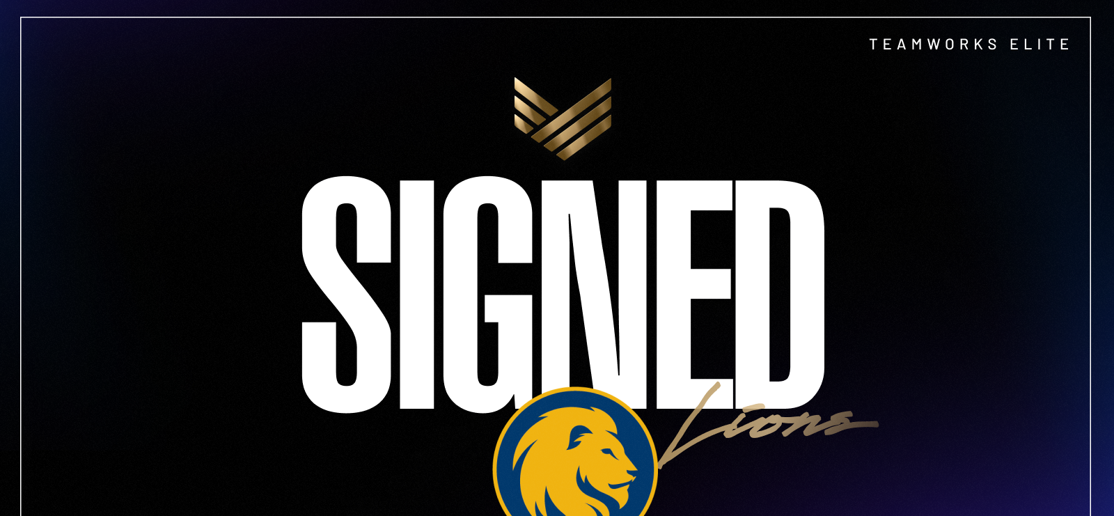 Image stating "Signed Lions" with university's Lion logo.