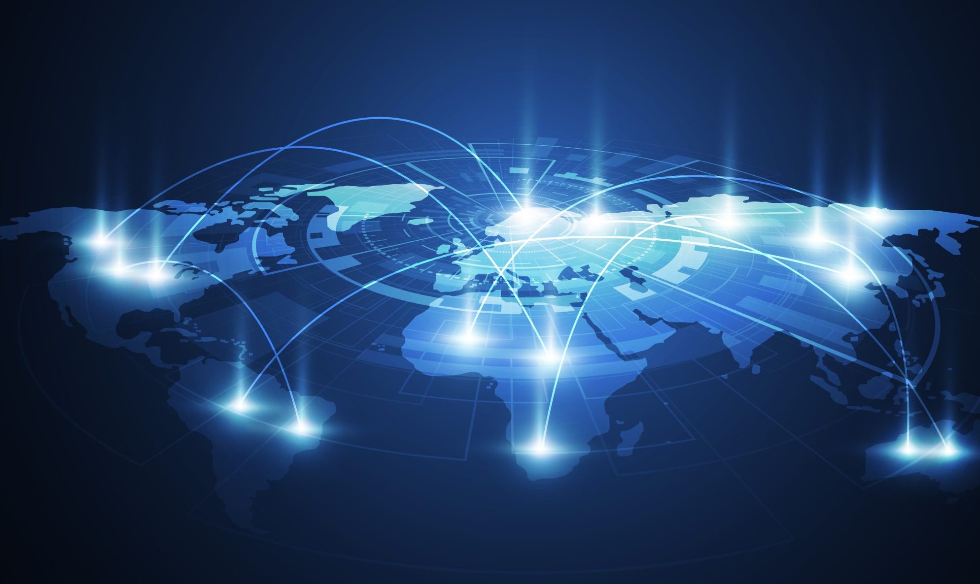 Global network connection. World map point and line composition concept of global business.